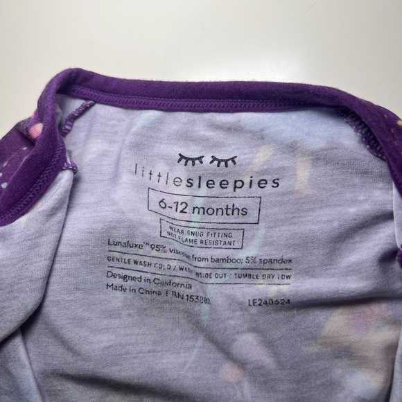 Little Sleepies Sold Out Garden Fairies Purple Zippy Size 6/12 Months - Picture 7 of 9